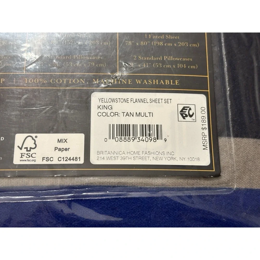 Pendleton Yellowstone King 4 Piece Cotton Flannel Sheet Set Multi Stripe NEW!! - Picture 3 of 4